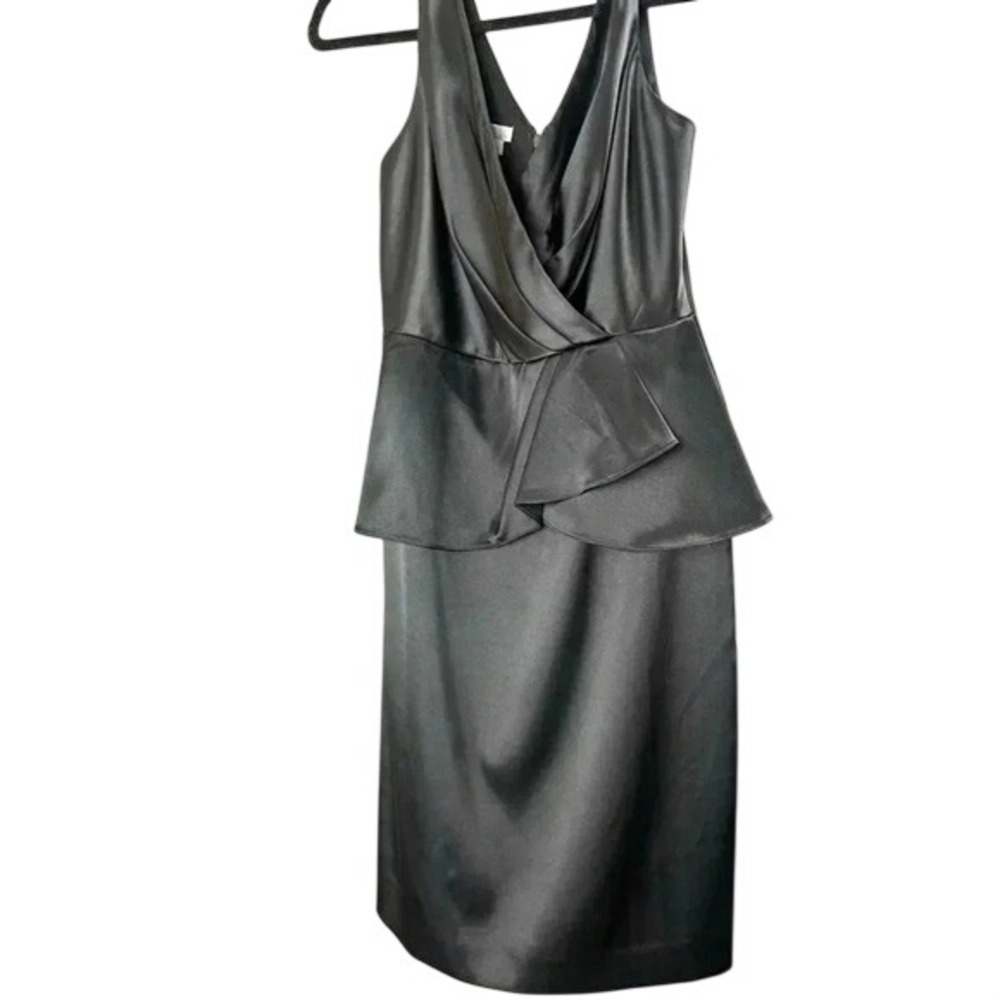 London Times Black Satin‎ Cocktail Dress Women's Size 6